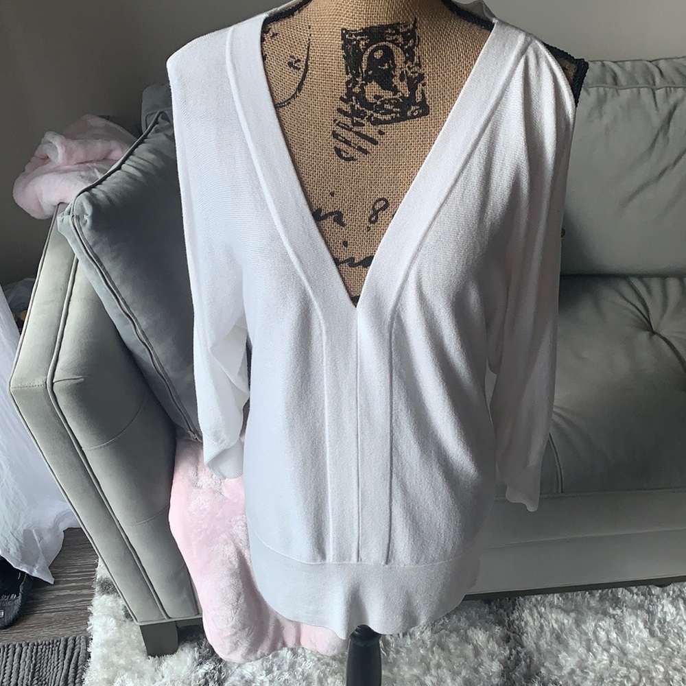Boston Proper Soft off white cold shoulder top